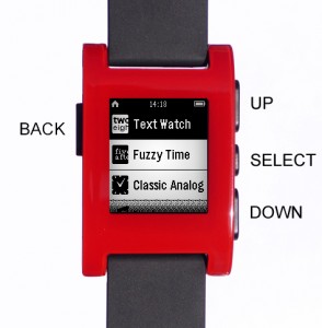Pebble Watch control buttons